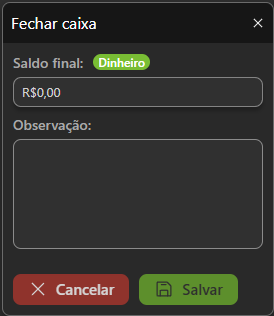Fechar caixa